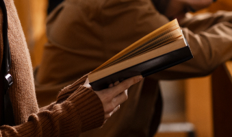 Seminary student studying Scripture and theology